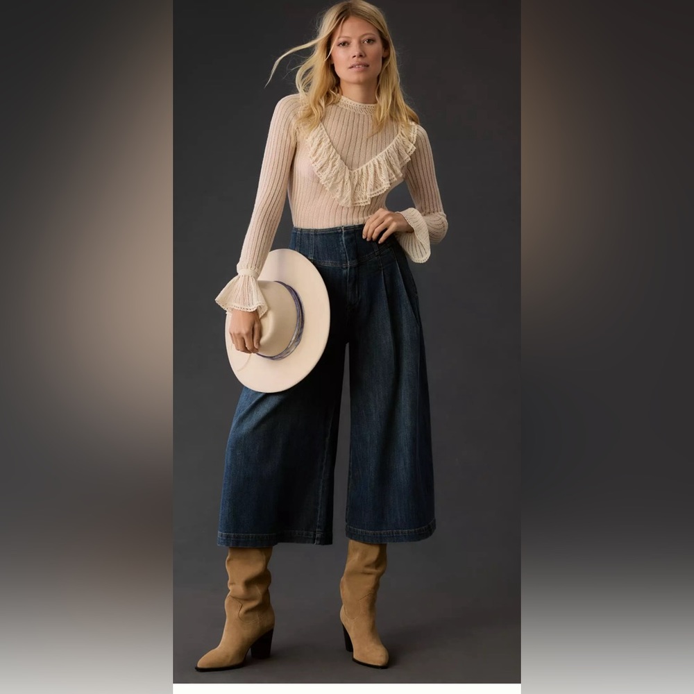 Anthropologie Pilcro corseted pleated high rise gaucho jeans